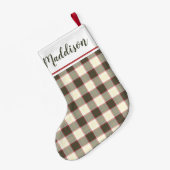 ベージュクリスマスプレッドパターパーソナライズされたン名 スモールクリスマスストッキング (裏面 (吊り時))