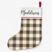 ベージュクリスマスプレッドパターパーソナライズされたン名 スモールクリスマスストッキング (裏面)
