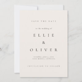 ベージュクリームとブラックエレガントボホ日付を保存 招待状