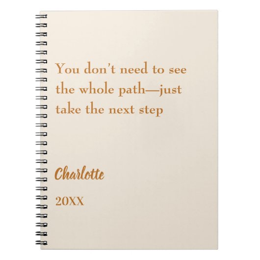 ベージュクリームのインスピレーション目標名言 ノートブック (正面)