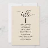 ベージュクリームのゲスト名入り席次カード (裏面)