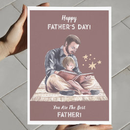 ベージュクリームウォーターカラー父と息子の父の日 カード