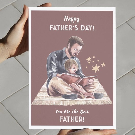ベージュクリームウォーターカラー父と息子の父の日 カード