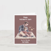 ベージュクリームウォーターカラー父と息子の父の日 カード (正面)