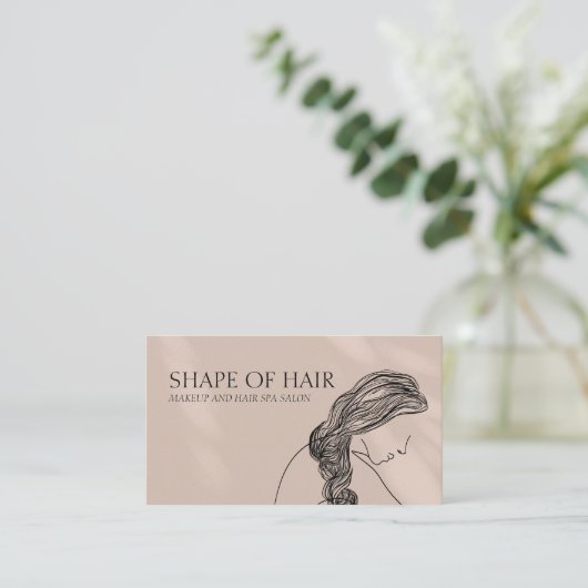 ベージュクリームウーマン体フェミニンヘアカット 名刺 (スタンド正面)