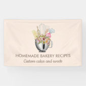ベージュクリームエレガントミニマルベーカリーペストリー 横断幕 (横)