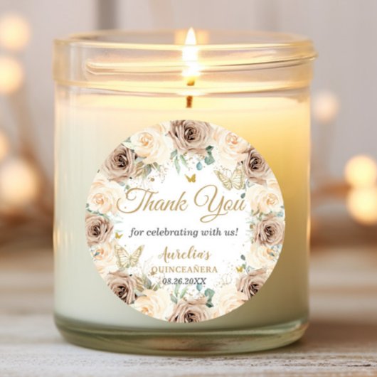 ベージュクリームシャンパンフラワーリングクイーンズアニェラ スイート16 ラウンドシール