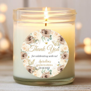 ベージュクリームシャンパーニュフローラキンセアニラスウィート16 ラウンドシール