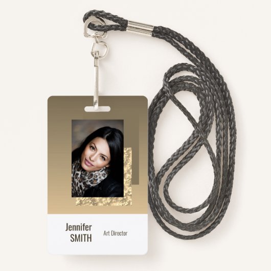 ベージュクリームシンプル·ビジネス·ロゴ·バーコード·テンプレート バッジ (正面ランヤード)