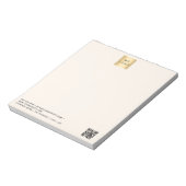 ベージュクリームビジネスロゴQRコード ノートパッド (回転)