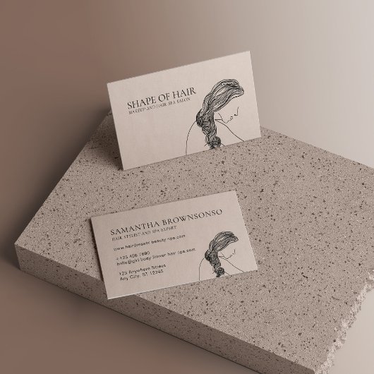 ベージュクリームビューティフルウーマン体フェミニンヘア 名刺