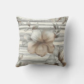 ベージュクリームフラワーバーカチカルグランジストライプ クッション (裏面)