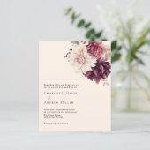 ベージュクリームブルゴーニュ花模様結婚式招待状 (スタンド正面)