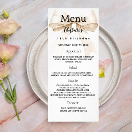 ベージュクリームボウ誕生日メニューカード ラックカード