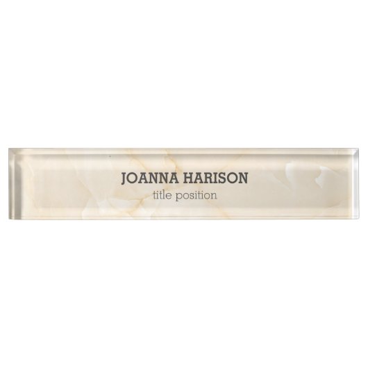 ベージュクリームマーブル デスクネームプレート (正面)