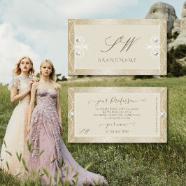 ベージュクリームモザイク華美スパークルジュエルズモノグラム 名刺