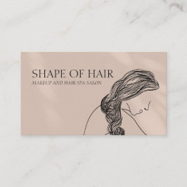 ベージュクリーム女性ボディフェミニンヘアカット 名刺