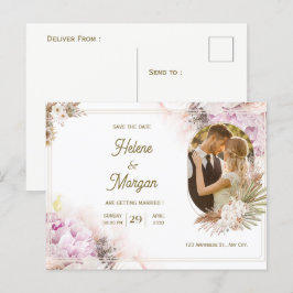 ベージュクリーム結婚式招待状はがき ポストカード