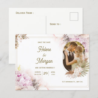 ベージュクリーム結婚式招待状はがき ポストカード