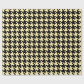 ベージュクリーム色の黒く大きく千鳥格子のな点検 ラッピングペーパー (フラット)