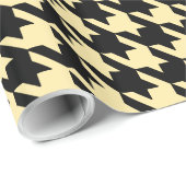 ベージュクリーム色の黒く大きく千鳥格子のな点検 ラッピングペーパー (ロールコーナー)