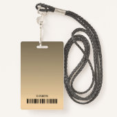 ベージュクリーム金ゴールドロゴグラデーションバーコードIDテンプレート バッジ (裏面ランヤード)