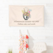 ベージュクリーム エレガント ミニマル ベーカリー パストリー 横断幕 (インサイチュ)