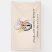 ベージュクリーム エレガント ミニマル ベーカリー パストリー 横断幕 (縦)