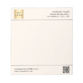 ベージュクリームQRコードビジネスロゴのレターヘッド ノートパッド (正面)