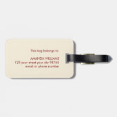 ベージュクール深いレッドはっきりしたボンボヤージュ ラゲッジタグ (裏面横)