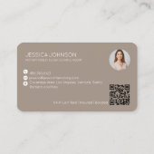 ベージュグラデーションミニマモダンリストQR公証人写真 名刺 (裏面)