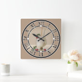 ベージュグランジレトロヴィンテージカクテルグラスさくらんぼp スクエア壁時計 (ホーム)