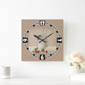 ベージュグランジレトロヴィンテージカクテルグラスさくらんぼp スクエア壁時計 (ホーム)