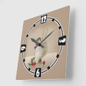 ベージュグランジレトロヴィンテージカクテルグラスさくらんぼp スクエア壁時計 (傾斜)