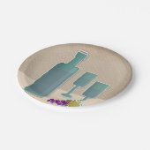 ベージュグランジレトロヴィンテージワイングラスのグレープポルク ペーパープレート (アングル)