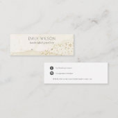 ベージュグリッター水色金ゴールドスタッドイヤリングディスプレイ スキニー名刺 (正面/裏面)