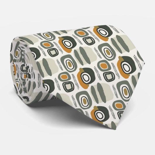 ベージュグリーンシンプルボホ ネクタイ (ロール)