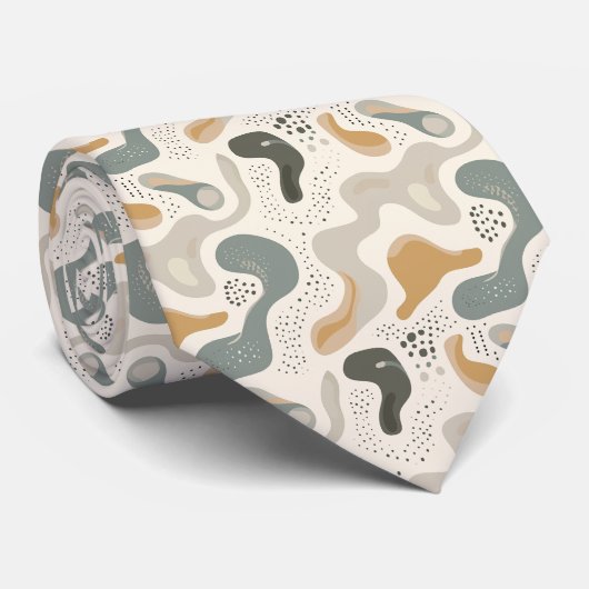 ベージュグリーンシンプルボホ ネクタイ (ロール)