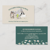 ベージュグリーンデイジーフラワーズファーム動物 名刺 (正面/裏面)