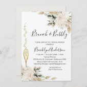 ベージュグリーンボホーブルンチシャンパンブライダルシャワー 招待状 (正面/裏面)
