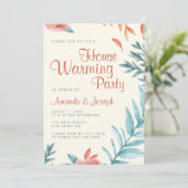 ベージュグリーンリーフハウスウォーミングパーティの招待状 招待状 (スタンド正面)