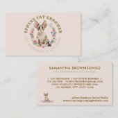 ベージュグルーミングサロンペットスパスフィンクス猫 名刺 (正面/裏面)