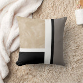 ベージュグレイ白黒モダン クッション (ブランケット)