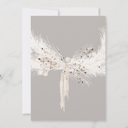 ベージュグレーフローラホワイトパール結婚式招待状 招待状 (裏面)