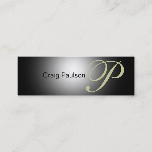 ベージュグレーブラックビジネスカード スキニー名刺 (正面)