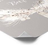 ベージュグレーホワイトパール結婚フローラズミモザバー ポスター (角)