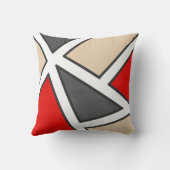 ベージュグレーレッド白黒幾何学模様 クッション (裏面)