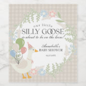 ベージュグ間抜けガチョウフローラギンガムベビーシャワー賛成 ワインラベル (シングルラベル)