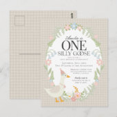 ベージュグ間抜けガチョウフローラジンガムファースト誕生日 ポストカード (正面/裏面)