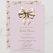 ベージュコケエレガントットボウブライダルシャワー 招待状